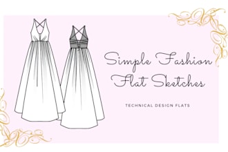 create simple fashion flat sketches of your garment