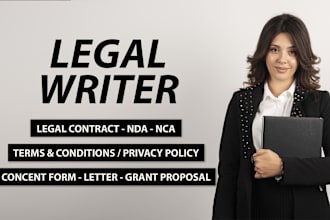 write legal contracts, agreements, mou, nda terms and condition, privacy policy