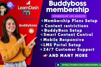 setup buddyboss learndash membership website or subscription memberpress website