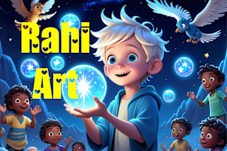 design 3d children book illustration and story book illustration