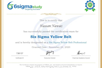 tutor six sigma white, yellow, green, black belt and osha 30