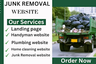 design junk removal website, cleaning website, handyman website, booking form