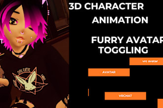 create custom furry avatar, vrc character, 3d modelling,