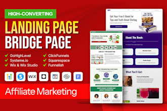 build landing page, bridge page,  and sales funnel for affiliate marketing
