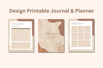 design journal and planner cover and interior pages for kdp