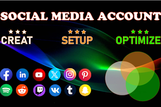 do professional social media profile setup and optimizations
