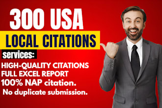 build top 300 USA local citations and directory submission