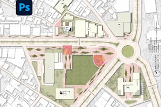 render architectural site plan, site analysis, master plan