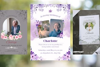 design funeral flyer, obituary, event flyer in 12 hrs