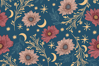 design seamless floral and abstract hand drawn patterns for your textiles
