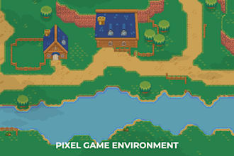 draw 2d pixel art environment 2d pixel art tileset pixel map 2d pixel game art