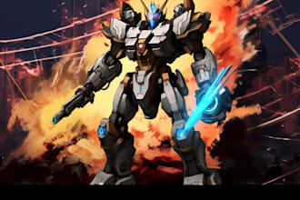 draw mecha robot armor character concept for you