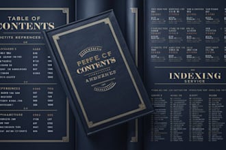 do book indexing and books formatting with table of contents
