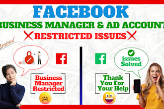 fix or create fresh facebook business manager, ad accounts