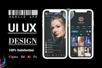 do unique mobile app UI UX design in figma