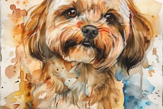 draw watercolor pet portrait