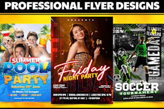 design stunning party flyer for your birthday, club night, event
