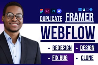 clone duplicate website design to webflow website fix bug fix framer design