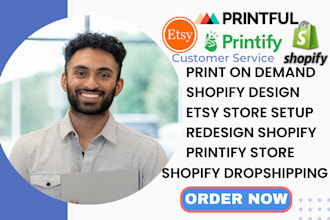 setup up printify print on demand shopify redesign, etsy print on demand printfu
