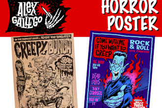 create a cartoon horror poster or cover
