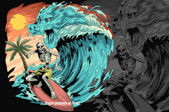 create uniqe illustration for t shirt clothing