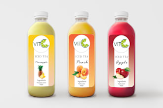 design amazing juice labels, bottle labels, beverage and water bottle label