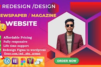 design redesign ,copy clone magazine or newspaper website by wordpress