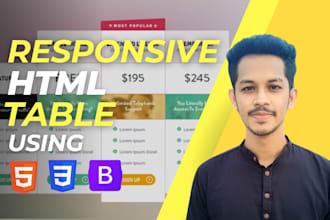 create responsive HTML CSS tables and pricing tables