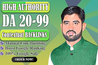 create high quality da 90 dofollow contextual seo authority manual backlinks