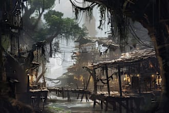 create environment , landscape art and illustrations