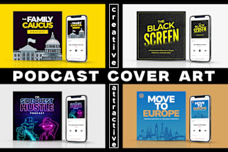 design clickable professional podcast cover art and logo