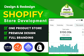 do shopify website design, create shopify store, or shopify dropshipping store