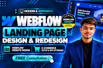 design or clone webflow landing page, develop webflow website or webflow website
