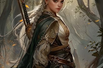draw a amazing d and d character art illustration