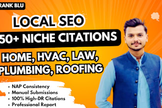 create 50 powerful niche citations for home, law, plumbing, roofing, hvac SEO