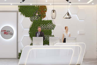 do office layout, 3d interior design and 3d rendering