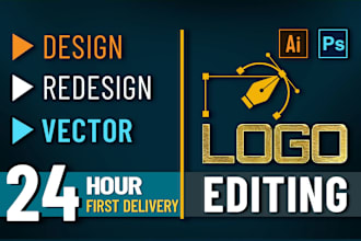 fix, edit, modify, recreate design, vectorize image or logo to vector ai, eps