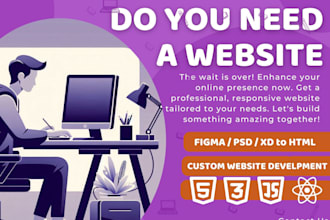 do web front end development, front end developer, custom website, html css