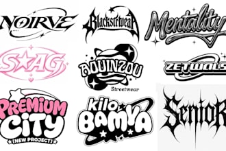 y2k logo design style for steetwear, grunge, clothing, t shirt and merch brand
