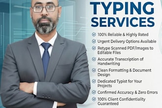 fast typing, retype scanned documents, your typist