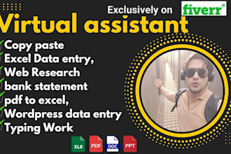do any virtual assistant, data entry and web research job