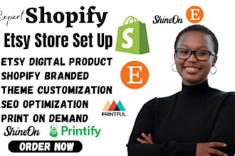 redesign squarespace shopify print on demand printful printify square etsy store