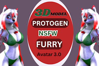 create custom 3d furry avatar, anime vtuber nsfw fursona, furry avatar, vrchat