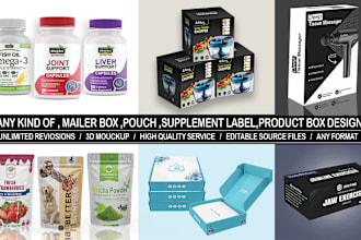 design perfect product packaging and box ,pouch,  logo design with 3d mockup