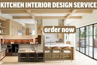 do kitchen interior design rendering for home renovation