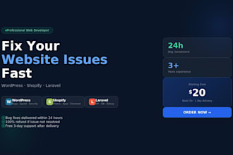 fix your wordpress, shopify, and laravel website issues fast