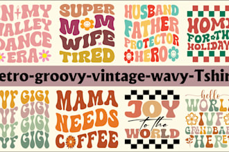 retro wavy 70s hippie groovy typography svg t shirt designs