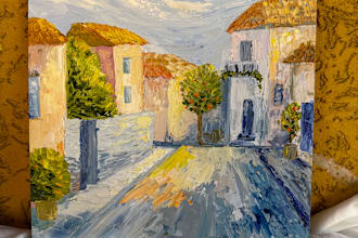 paint landscape or flowers oil painting on canvas or desk