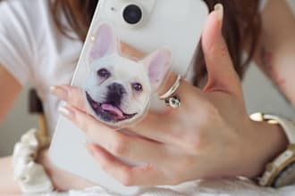 make personalized magnetic phone kindle grip,pet photo phone grip,dog mom gift