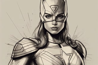 draw your superhero character logo and friendship portrait